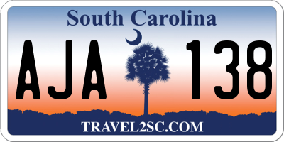 SC license plate AJA138