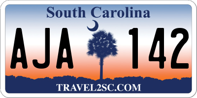 SC license plate AJA142