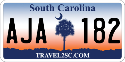 SC license plate AJA182