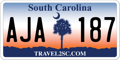SC license plate AJA187