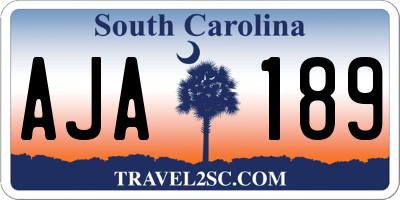 SC license plate AJA189