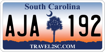 SC license plate AJA192