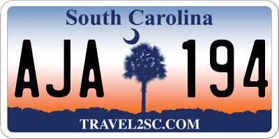SC license plate AJA194