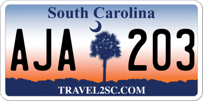 SC license plate AJA203