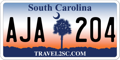 SC license plate AJA204