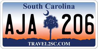 SC license plate AJA206
