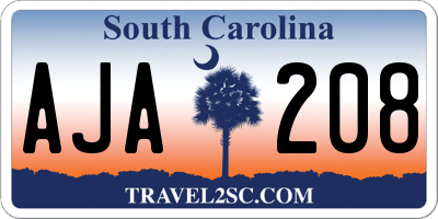 SC license plate AJA208