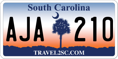 SC license plate AJA210