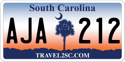 SC license plate AJA212