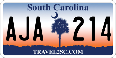 SC license plate AJA214