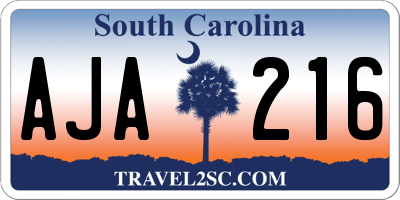 SC license plate AJA216