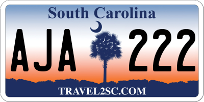 SC license plate AJA222