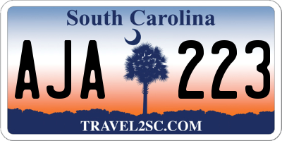 SC license plate AJA223