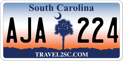 SC license plate AJA224