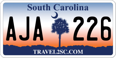 SC license plate AJA226