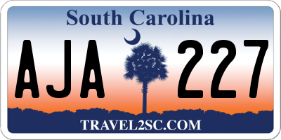 SC license plate AJA227