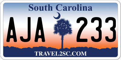 SC license plate AJA233