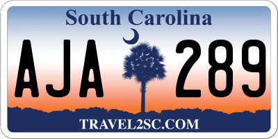 SC license plate AJA289