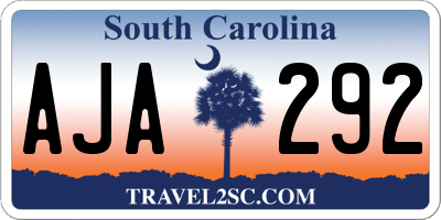 SC license plate AJA292