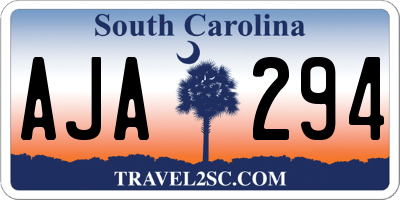SC license plate AJA294
