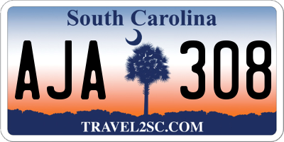 SC license plate AJA308