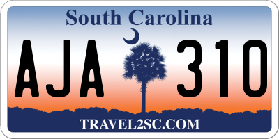 SC license plate AJA310