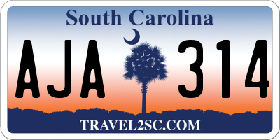 SC license plate AJA314