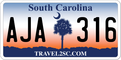 SC license plate AJA316