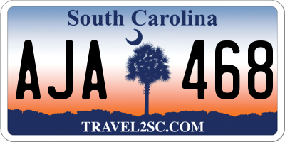 SC license plate AJA468