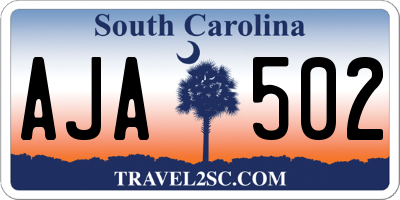 SC license plate AJA502