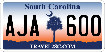 SC license plate AJA600