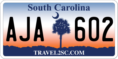 SC license plate AJA602