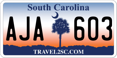 SC license plate AJA603