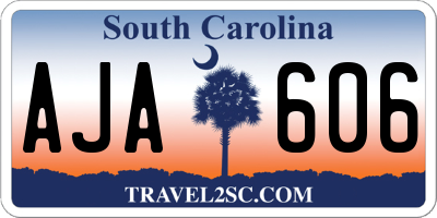 SC license plate AJA606