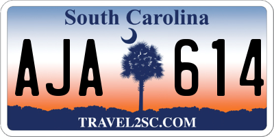 SC license plate AJA614