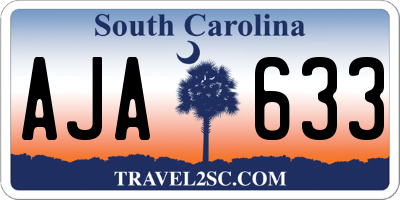 SC license plate AJA633