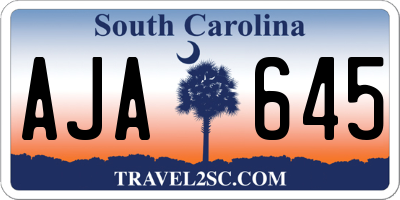 SC license plate AJA645