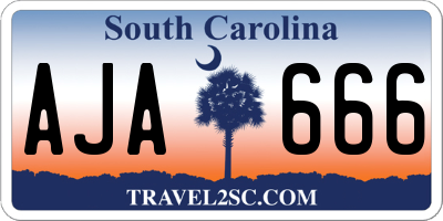 SC license plate AJA666
