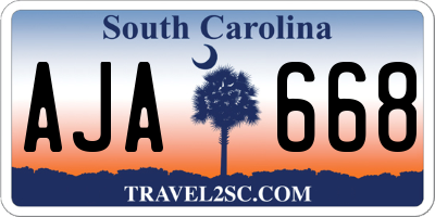 SC license plate AJA668