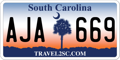 SC license plate AJA669
