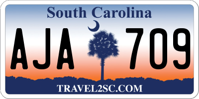 SC license plate AJA709
