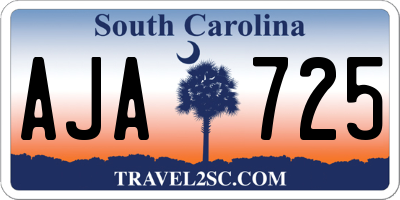SC license plate AJA725