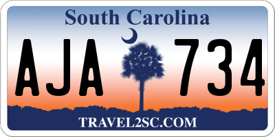 SC license plate AJA734