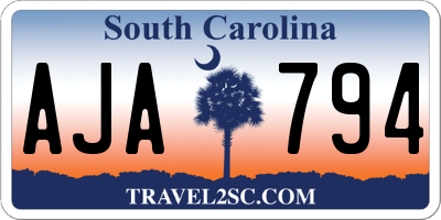 SC license plate AJA794