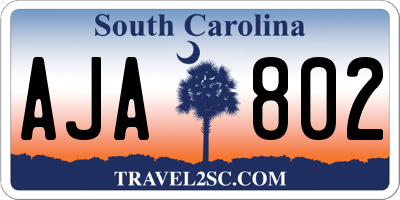 SC license plate AJA802