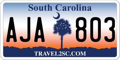 SC license plate AJA803