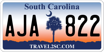 SC license plate AJA822
