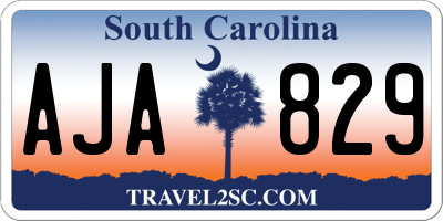 SC license plate AJA829