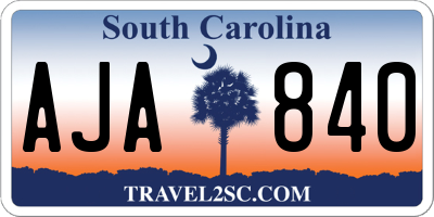 SC license plate AJA840