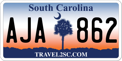 SC license plate AJA862
